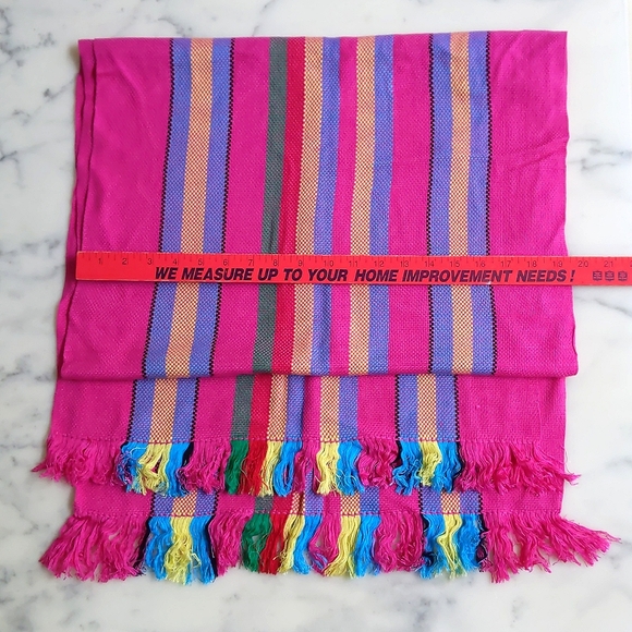 NWOT. Handmade by weaving. Bright and colorful wrap/scarf with stripes. - Picture 2 of 5